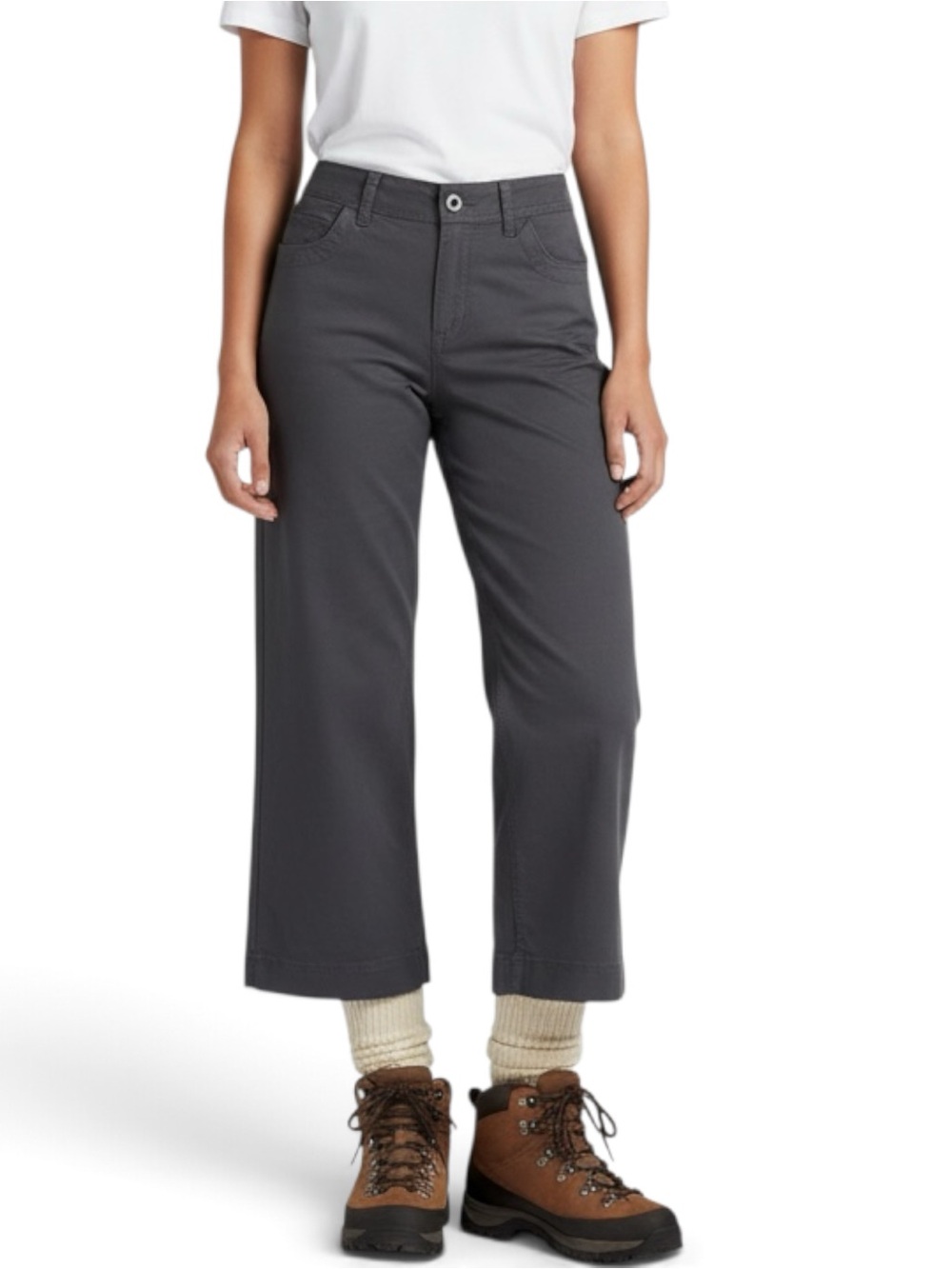 Toad & Co Women's Earthworks Wide Leg Pant 10 Cropped Soot Gray Organic Cotton